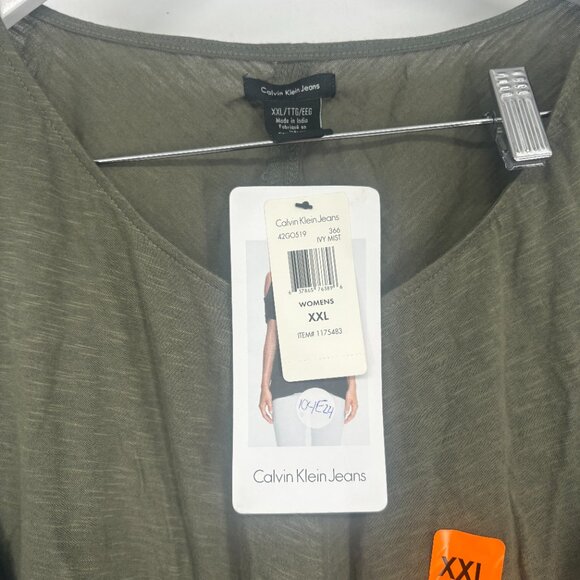Calvin Klein Jeans Women's Cold Shoulder Relaxed Fit Top Ivy Mist Size XXL NWT - Picture 4 of 4
